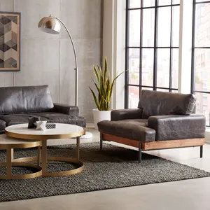 Portofino Industrial 41" Accent Chair in Morocco Black Leather