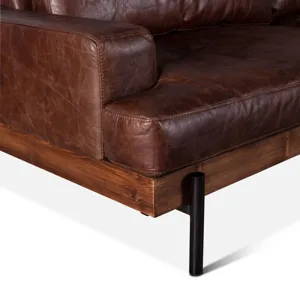 Portofino Industrial 94" Sofa in Geisha Brown Leather