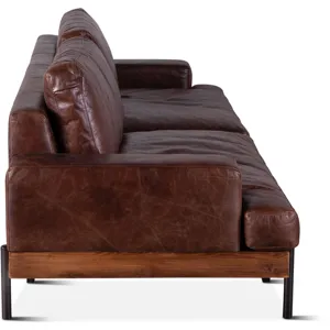 Portofino Industrial 94" Sofa in Geisha Brown Leather