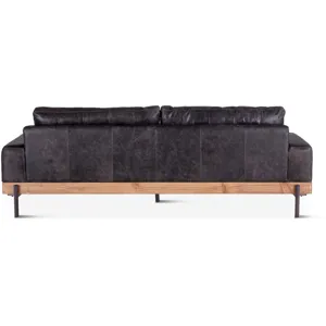 Portofino Industrial 94" Sofa in Morocco Black Leather