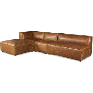 Portofino Loft 112" Sectional Sofa in Cocoa Brown Leather