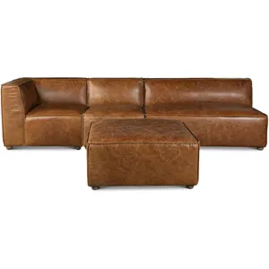 Portofino Loft 112" Sectional Sofa in Cocoa Brown Leather