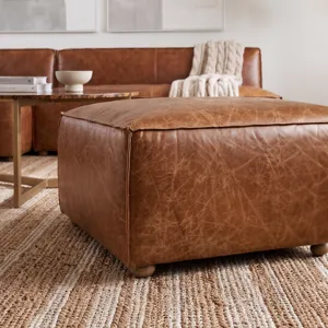 Portofino Loft Sectional Ottoman in Cocoa Brown Leather