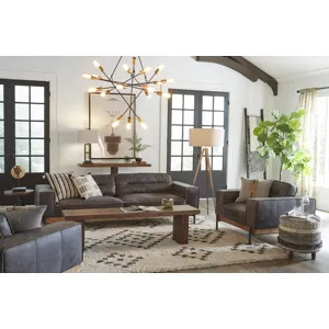 Portofino Modern 95" Sofa in Antique Ebony Leather