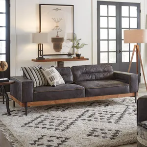 Portofino Modern 95" Sofa in Antique Ebony Leather