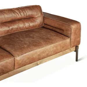 Portofino Modern 95" Sofa in Cocoa Brown Leather