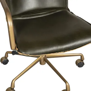 Portofino Swivel Office Chair in Emerald Green Leather and Antique Gold