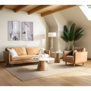 Vista 36" Coffee Table with White Travertine and Light Base