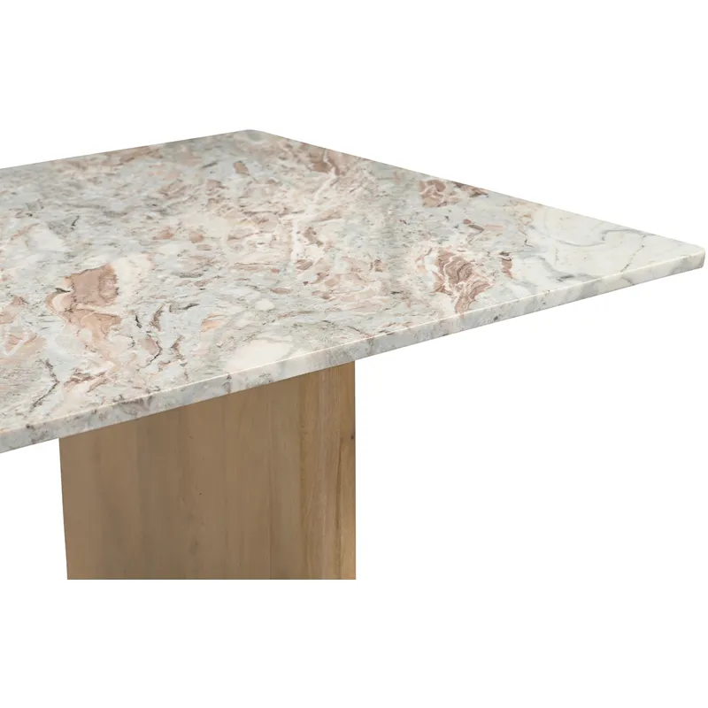 Abra 76" Dining Table in Toronto Marble Top and Light Mango Base