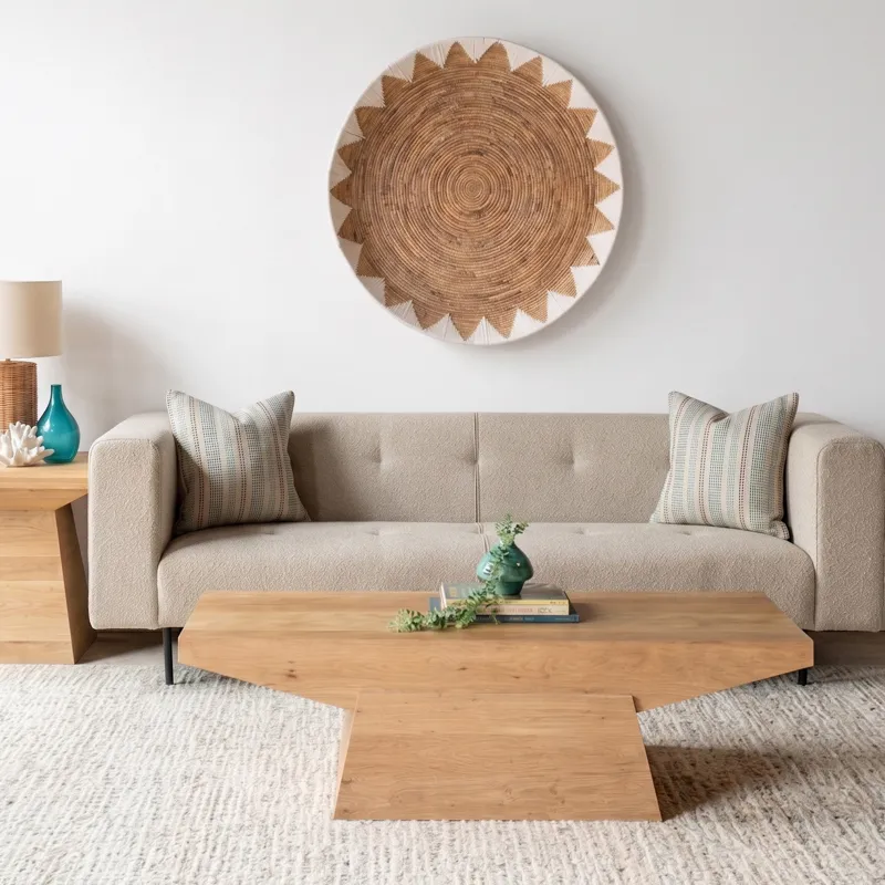 Anvil 58" Coffee Table in Natural Oak