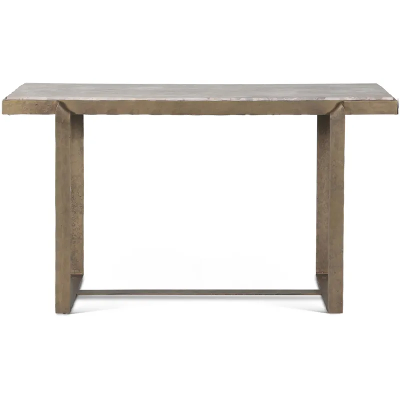Argos 52" Console Table with Capri Beige Marble Top and Antique Brass Base