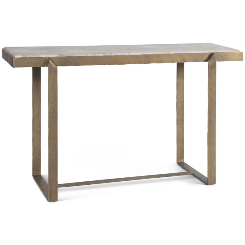 Argos 52" Console Table with Capri Beige Marble Top and Antique Brass Base