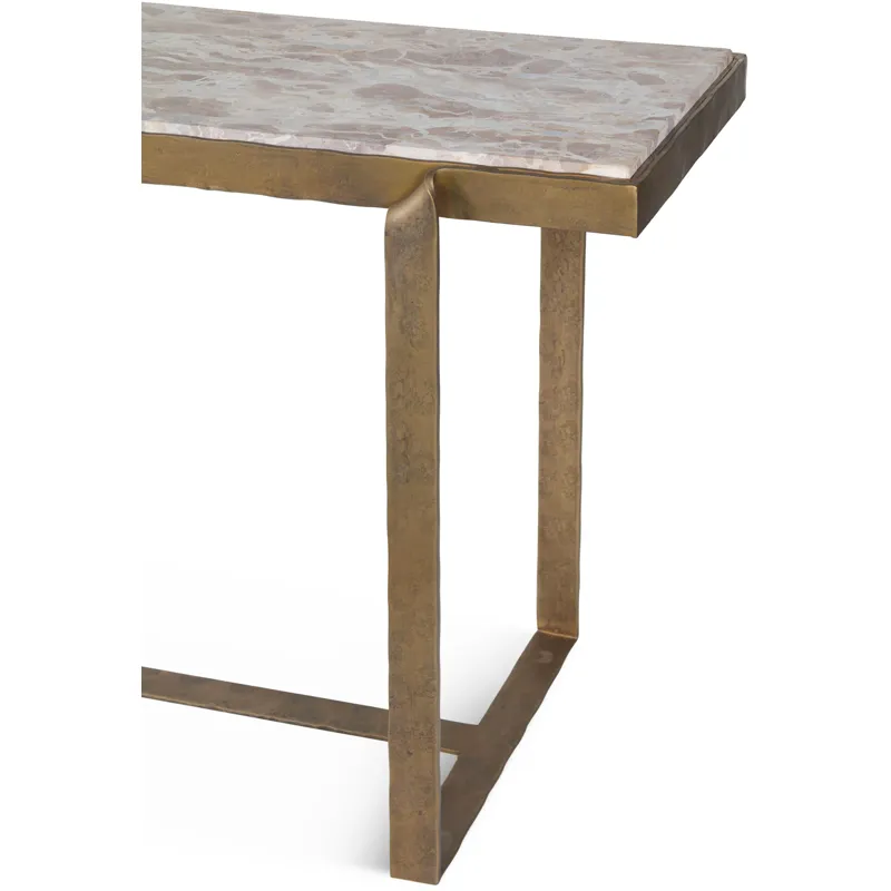 Argos 52" Console Table with Capri Beige Marble Top and Antique Brass Base