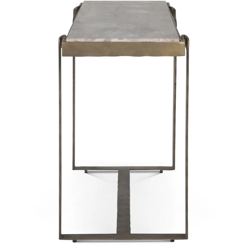 Argos 52" Console Table with Capri Beige Marble Top and Antique Brass Base