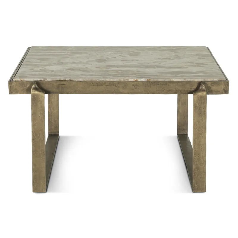 Argos 32" Coffee Table with Marble and Antique Brass