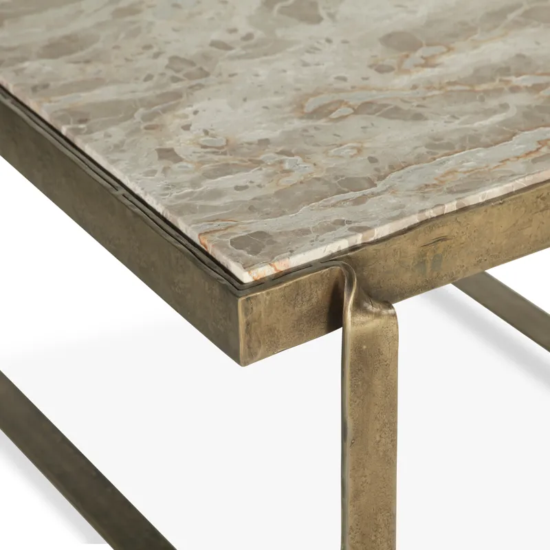 Argos 32" Coffee Table with Marble and Antique Brass