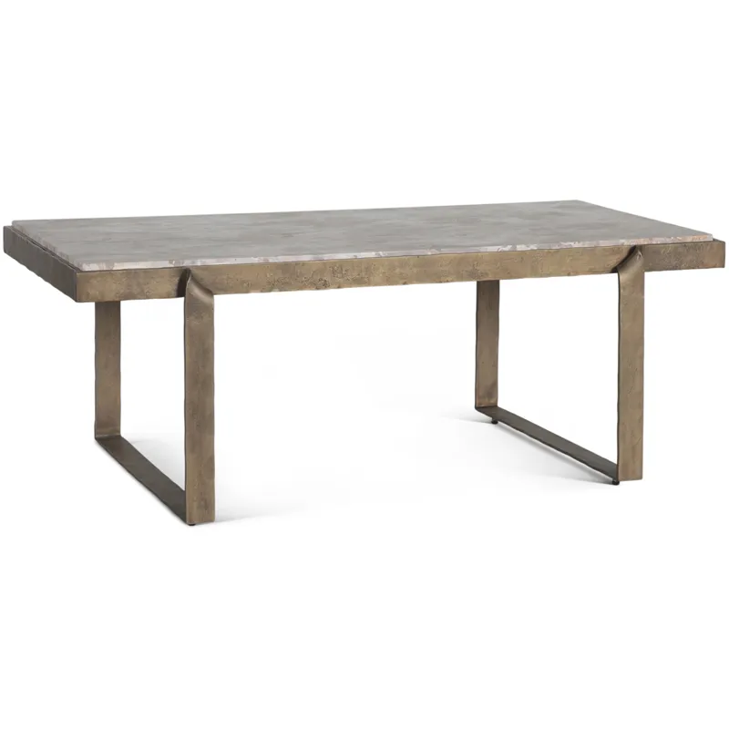 Argos 49" Large Coffee Table with Capri Beige Marble Top and Antique Brass Base