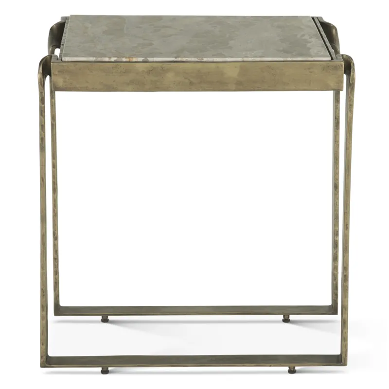 Argos 20" Side Table with Marble and Antique Brass