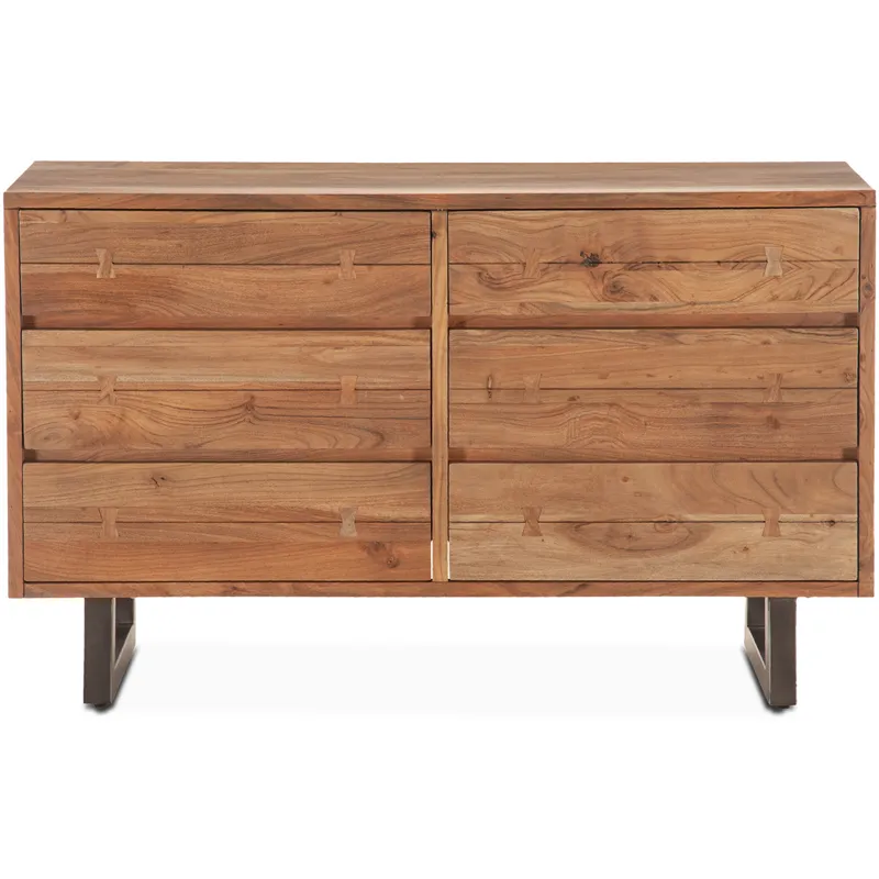 Aspen 58" Six Drawer Dresser in Smoked Acacia