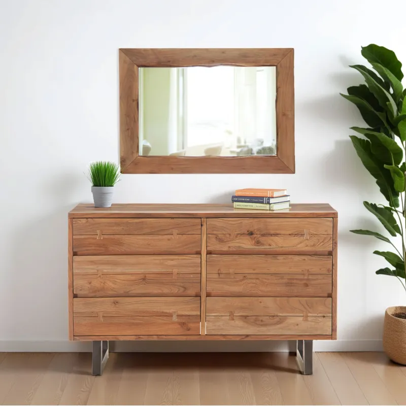 Aspen 58" Six Drawer Dresser in Smoked Acacia