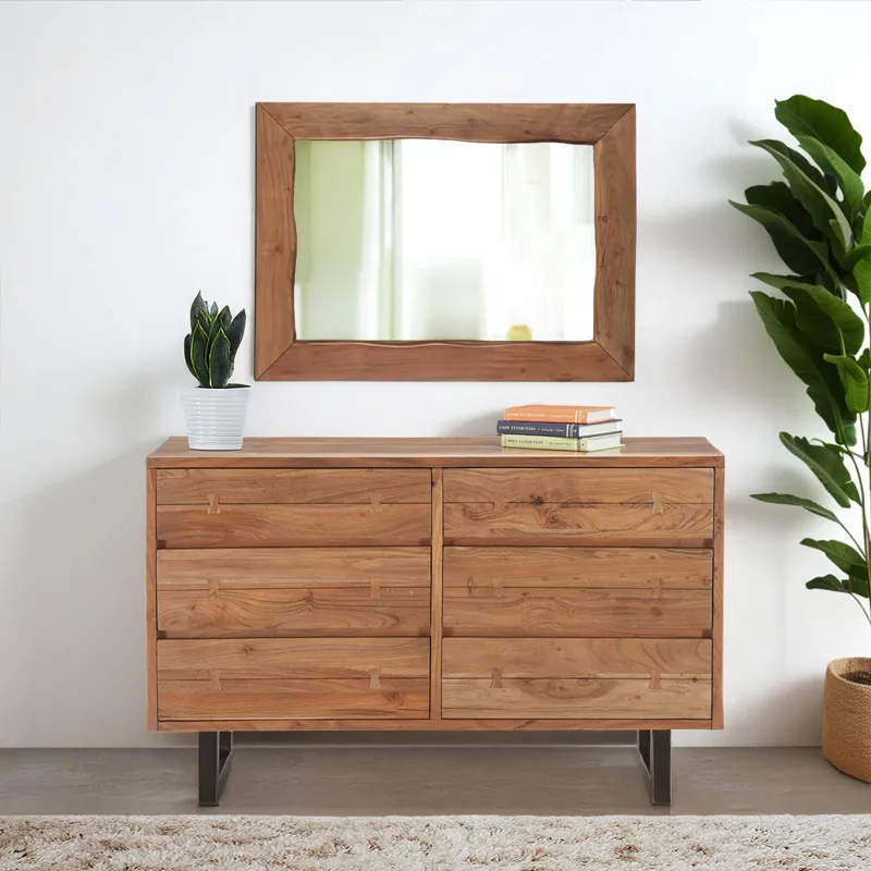Aspen 58" Six Drawer Dresser in Smoked Acacia