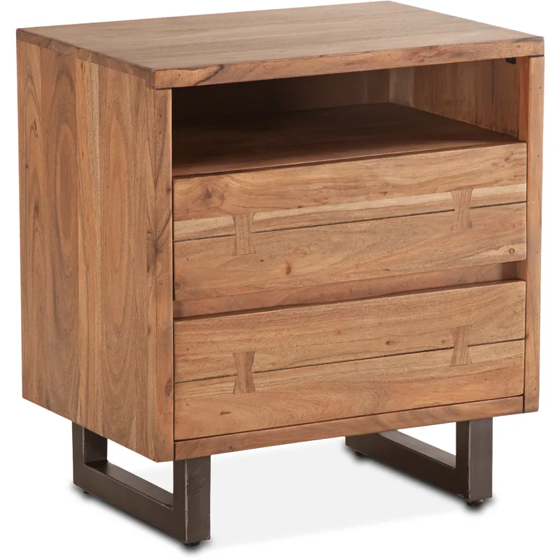 Aspen 24" Two Drawer Nightstand in Smoked Acacia