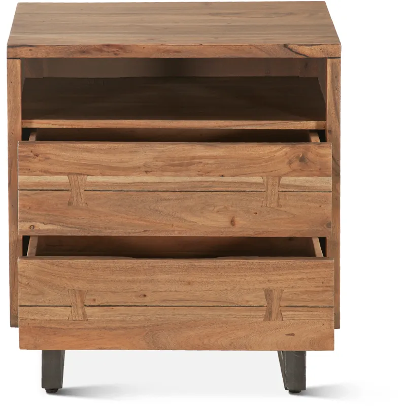 Aspen 24" Two Drawer Nightstand in Smoked Acacia