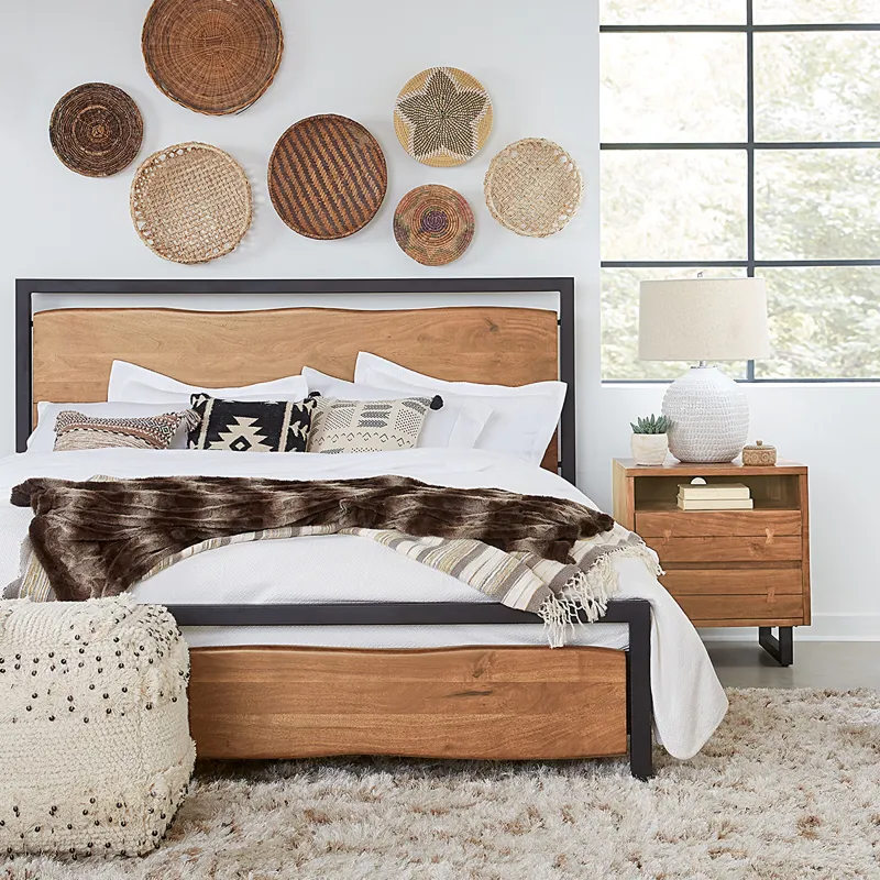 Aspen 24" Two Drawer Nightstand in Smoked Acacia