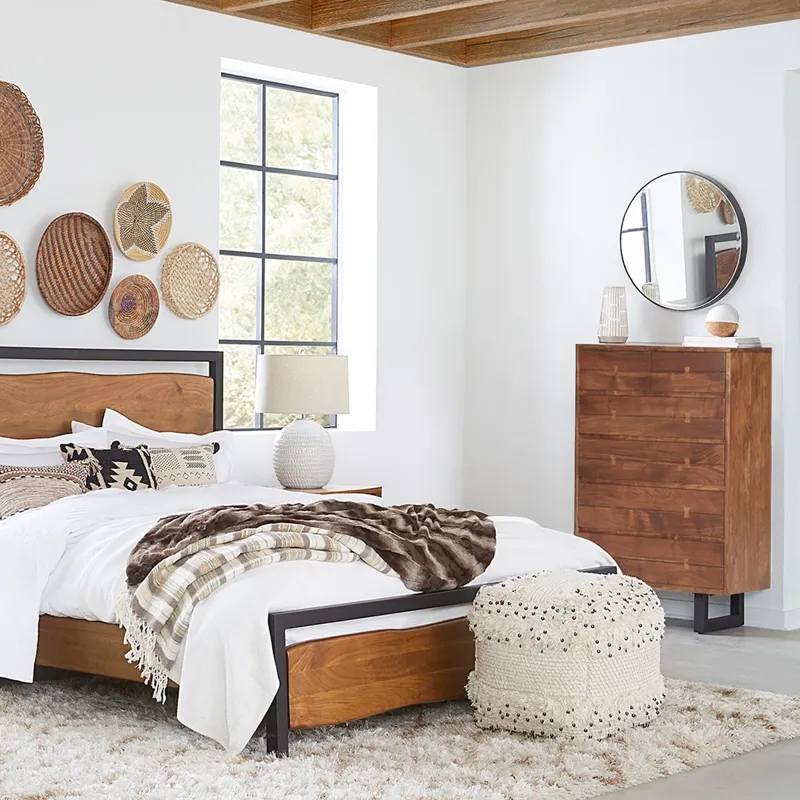 Aspen Queen Bed in Smoked Acacia