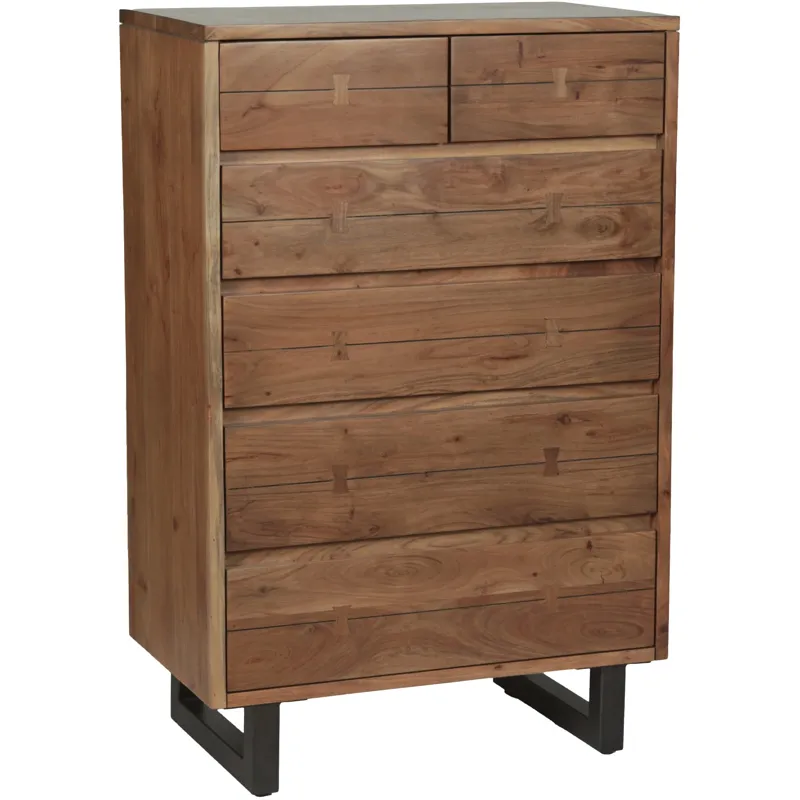 Aspen 34" Tall Chest in Smoked Acacia