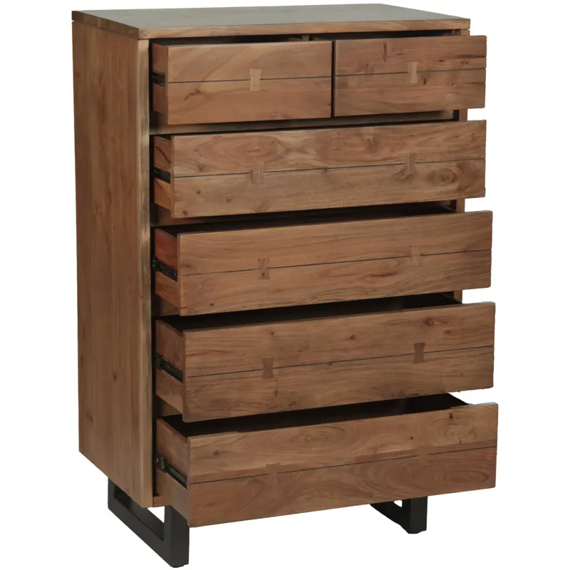 Aspen 34" Tall Chest in Smoked Acacia