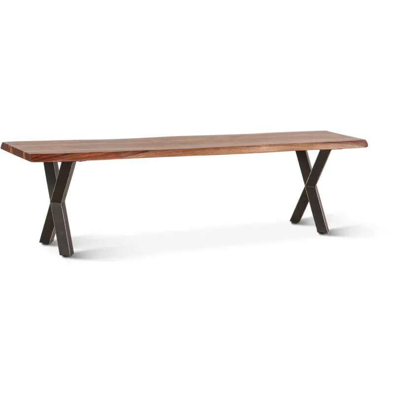 Brisbane 68" Dining Bench in Natural Sheesham Wood and Iron