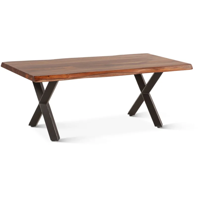 Brisbane 46" Coffee Table in Natural Sheesham Wood and Iron