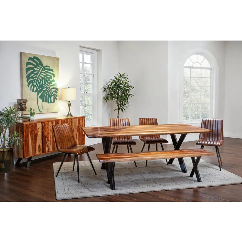Brisbane 68" Dining Bench in Natural Sheesham Wood and Iron