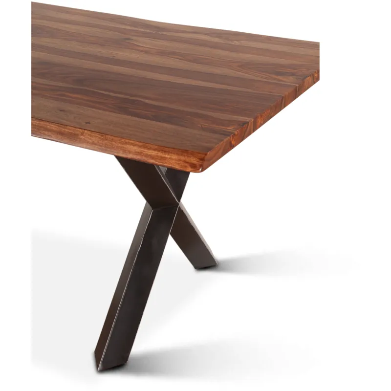 Brisbane 80" Dining Table in Natural Sheesham Wood and Iron
