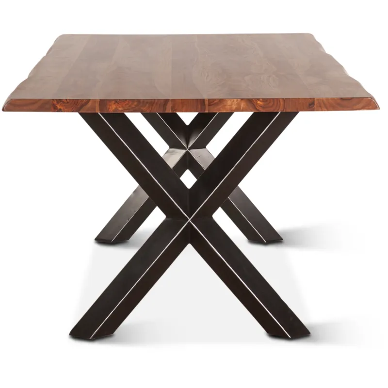Brisbane 80" Dining Table in Natural Sheesham Wood and Iron