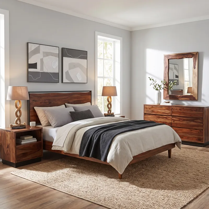 Brisbane King Bed in Natural Sheesham