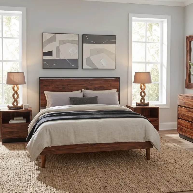 Brisbane Queen Bed in Natural Sheesham