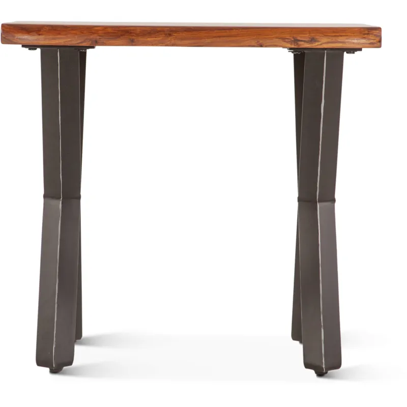 Brisbane 26" Side Table in Natural Sheesham Wood and Iron