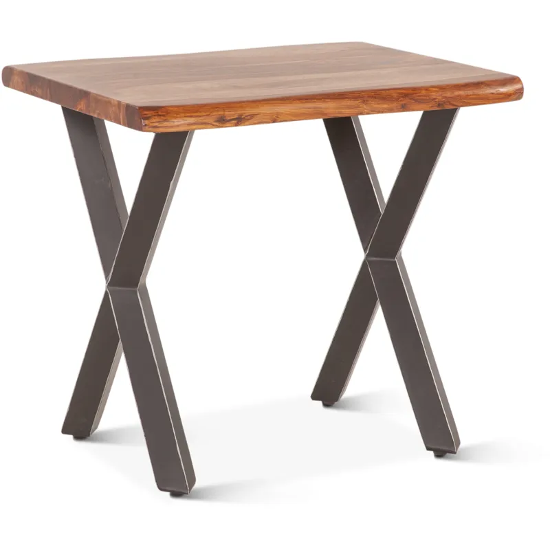 Brisbane 26" Side Table in Natural Sheesham Wood and Iron