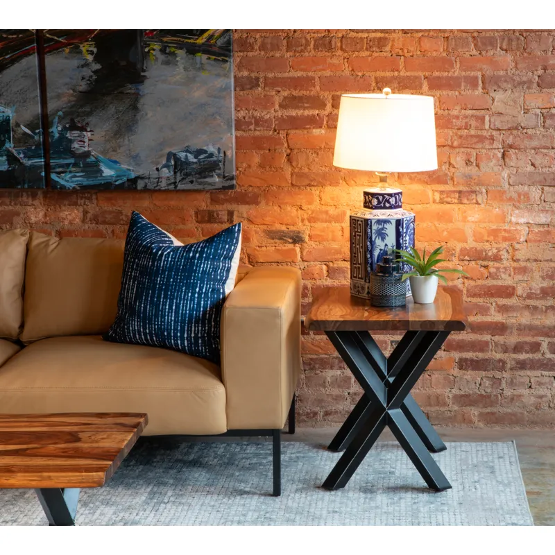 Brisbane 26" Side Table in Natural Sheesham Wood and Iron