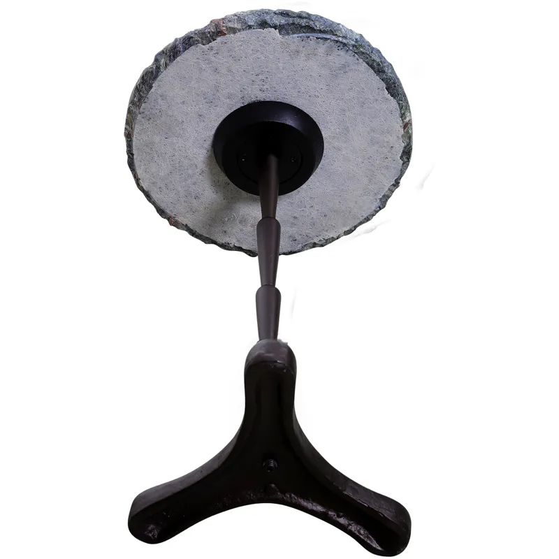 Breton 15" Accent Table with Green Bidasar Marble and Iron