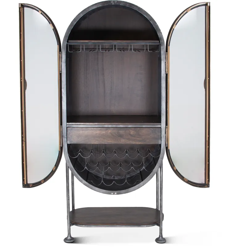 Bowery 34" Tall Oval Bar Cabinet