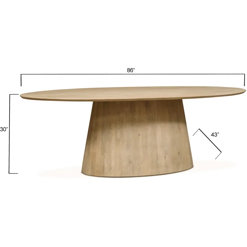 Casablanca 86" Oval Dining Table in Natural White