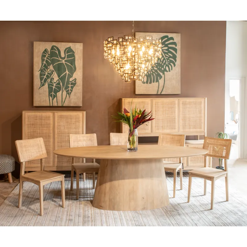 Casablanca 86" Oval Dining Table in Natural White