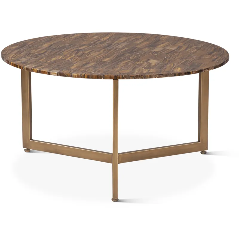 Calico 36" Coffee Table in Tiger Eye with Iron Base