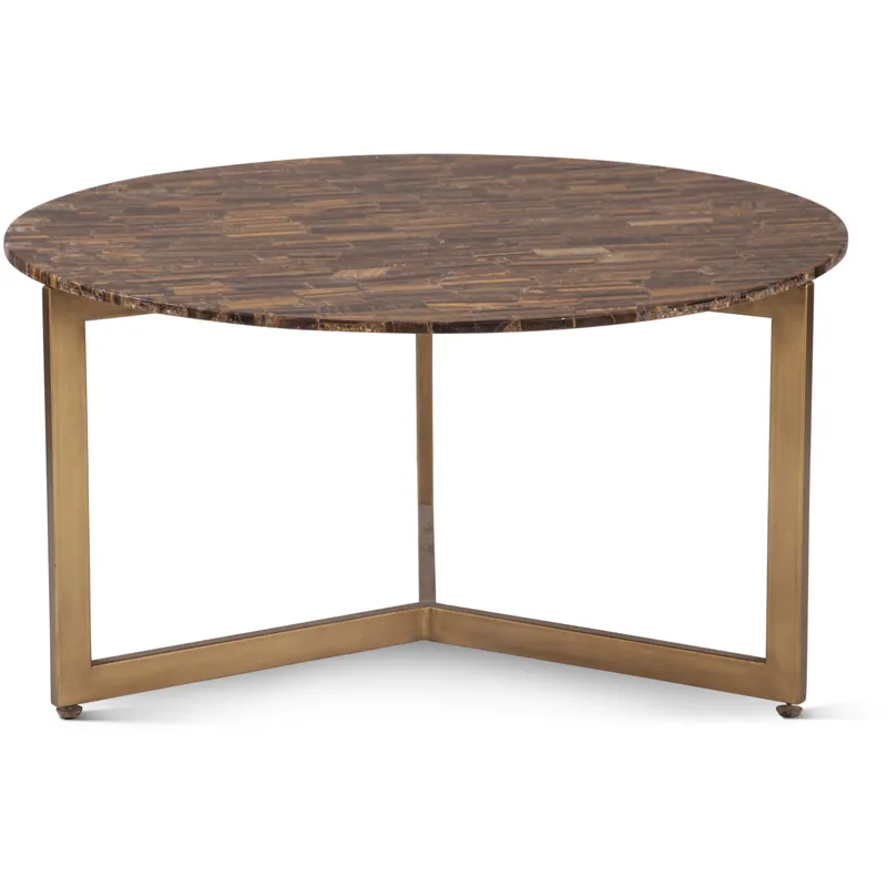 Calico 36" Coffee Table in Tiger Eye with Iron Base