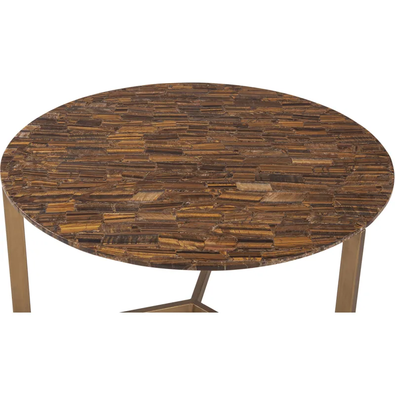 Calico 36" Coffee Table in Tiger Eye with Iron Base