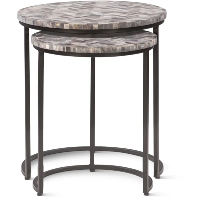 Calico 20" Nesting Tables in Chevron Pattern, Set 2
