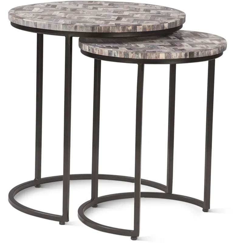 Calico 20" Nesting Tables in Chevron Pattern, Set 2